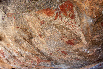 古代岩画人畜牛
