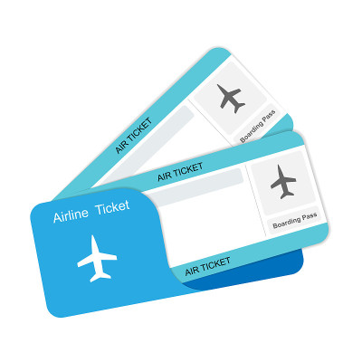 现代航空旅行登机证两张票。
