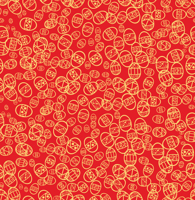 Red Seamless background with Easter eggs