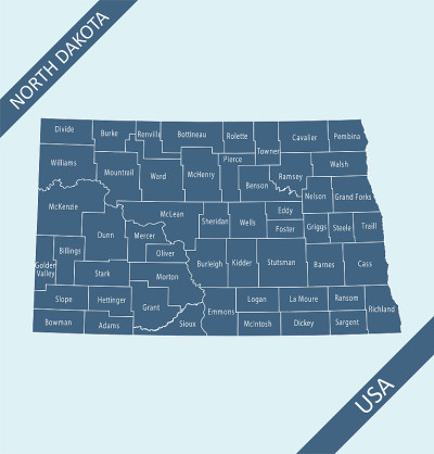 North Dakota counties map