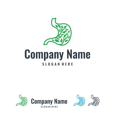 Nature Stomach logo template, Leaf Stomach logo ve
