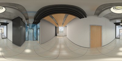 室内球面全景图，3D插图