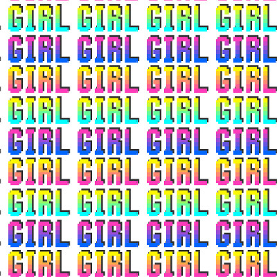 Seamless vector pixel girl signs pattern. Multicol
