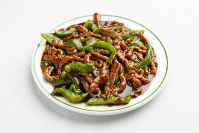中式青椒牛肉的特写