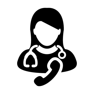 健康图标矢量女医生人的档案头像符号与听诊器和电话医疗保健咨询在象形文字象形图