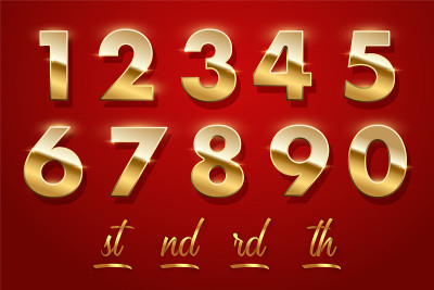 生日金色数字和结尾的字孤立在红色背景上。向量的设计元素。