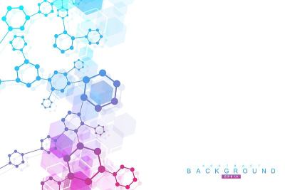 结构分子和通信。Dna,原子,神经元。科学的设计理念。用点连接线。医学，技术，化学，科学背景。矢量插