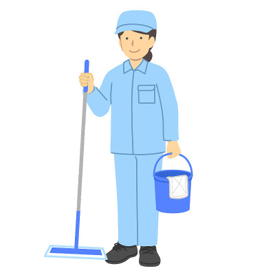 穿着工作服的女清洁工