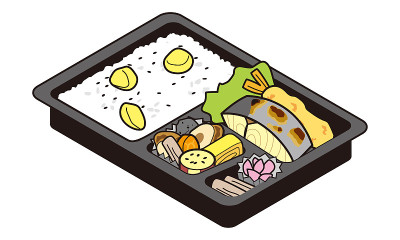 烤日本西班牙鲭鱼便当和栗子饭