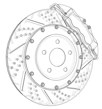 Brake disc outline. Vector rendering of 3d