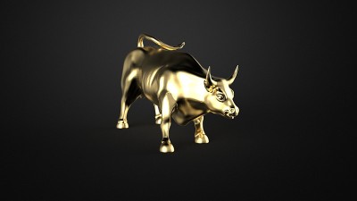 公牛雕像孤立的3d模型图像