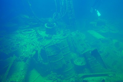 Famous wreck ship Fujikawa maru in Truk lagoon