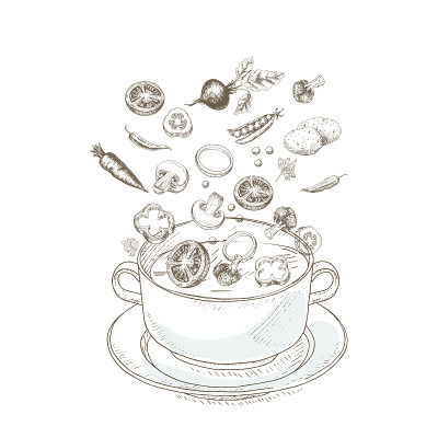 素描蔬菜汤