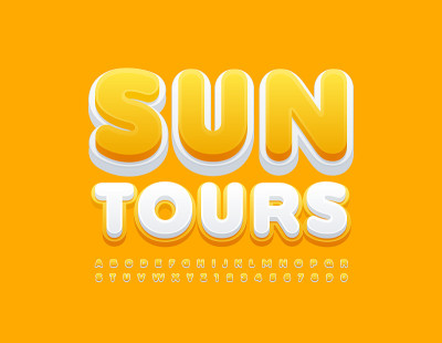 矢量旅游标志太阳旅游与一套字母和数字