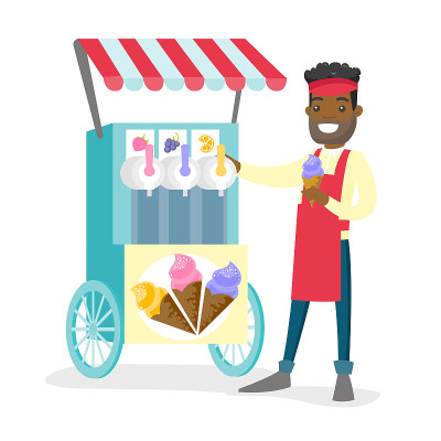 African-american street seller selling ice cream
