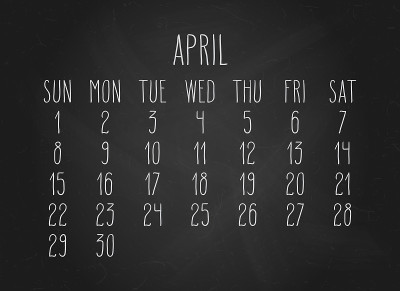 2018年4月日历