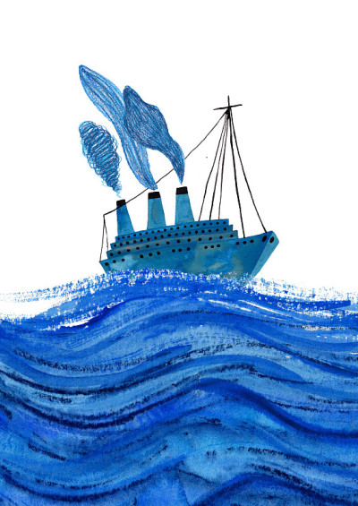 航海海报与水粉画船