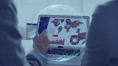 商业和技术概念。通信网络。