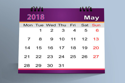桌面日历设计2018年5月与模型