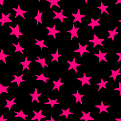 Seamless pattern with magenta stars on black backg