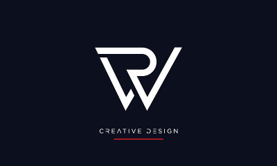 现代抽象字母RW, WR标志设计。最小RW，初始基于WR的图标向量