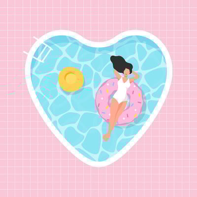 在游泳池里开心的一天