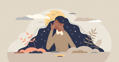 悲伤情绪与消极情绪和精神崩溃的小人概念