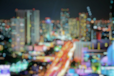 城市夜景照片，散景背景