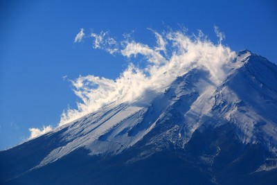 日本山梨县川口湖上的富士山