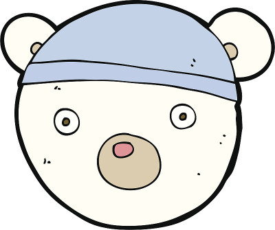 卡通北极熊幼崽戴着帽子
