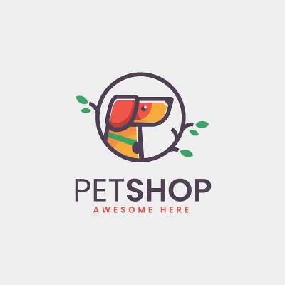 向量标志插图宠物店简单的吉祥物风格。