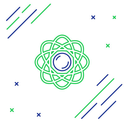 线原子图标隔离在白色背景上。象征科学、教育、核物理、科学研究。色彩斑斓的轮廓的概念。向量