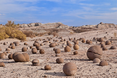 Cancha de bochas, Ischigualasto砂岩地层，阿根廷圣胡安。联合国教科文组