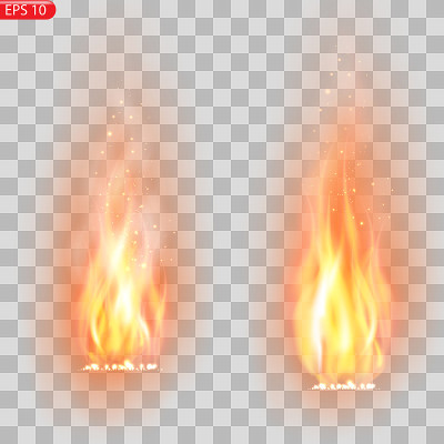 Trail of fire.Burning flames translucent elements 