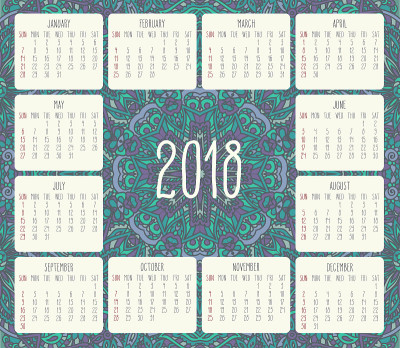 2018年月历