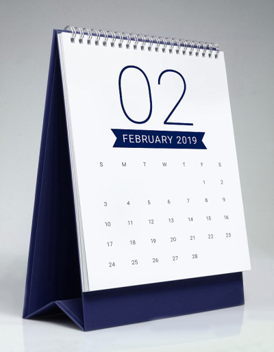简单的办公桌日历2019年2月