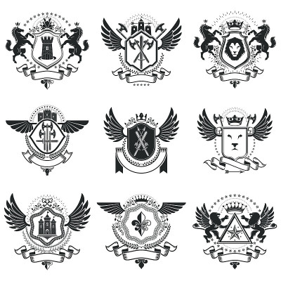 复古奖设计，复古纹章纹章。向量embems
