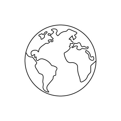 地球。全球网页或浏览器模板黑线图标。新潮的平面孤立符号，标志为:插图，轮廓，标志，移动，应用程序，设