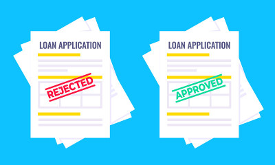 Rejected and approved credit or loan forms set wit