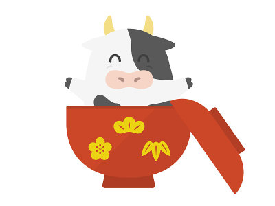 一只牛在碗里的插图。