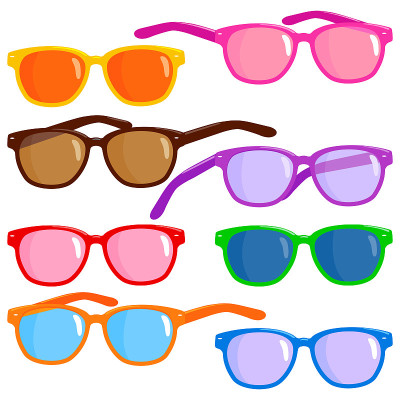 Collection of colorful sunglasses. Vector illustra