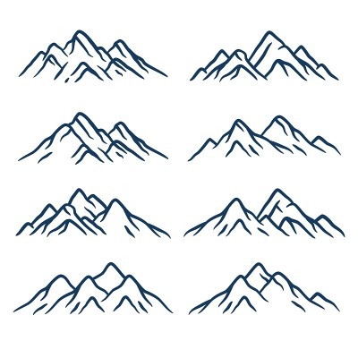 高山群峰集合手绘
