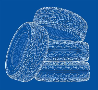 Car tires concept. Vector rendering of 3d