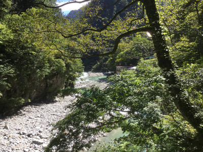 Kurobe峡谷Kurobe河沿岸的风景