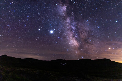 风景的星空和银河系Kurodake的顶峰。