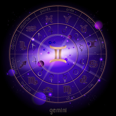 Vector illustration of sign and constellation GEMI
