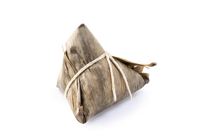粽子，粽子——端午节著名食品的设计理念，拉近，剪断路径，剪断，孤立在白色的背景上