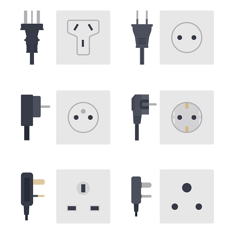 电源插座矢量图能源插座电源插头欧洲电器内部图标