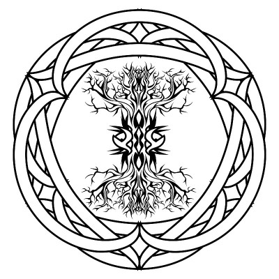 Yggdrasil，维京生命之树，在部落凯尔特打结的框架