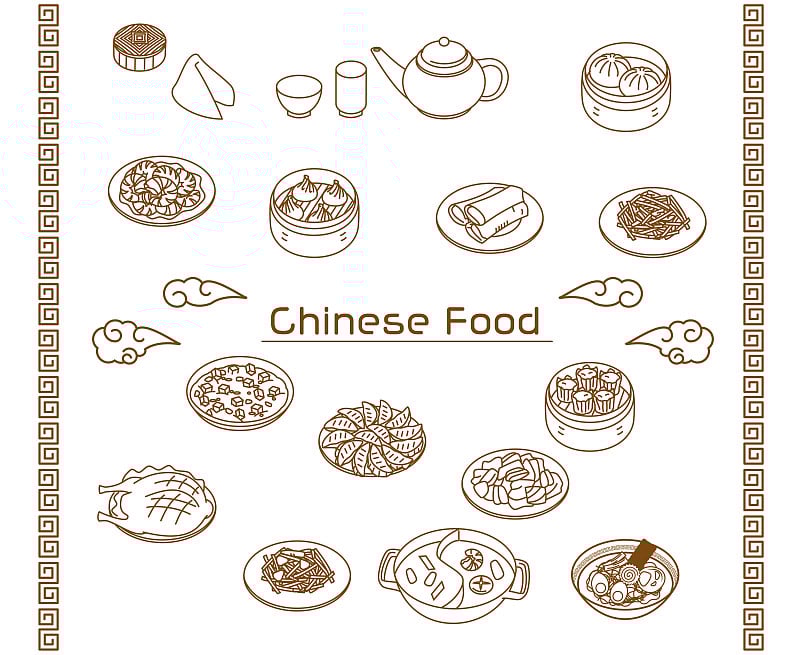 中国菜简单的线条图标